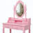 Pink Princess Vanity Desk Set with 360° Rotating Mirror, 4 Drawers and Stool-424874765