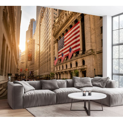 Papier peint adhésif mural autocollant amovible de New York change Wall Street H 100 po x l 144 po