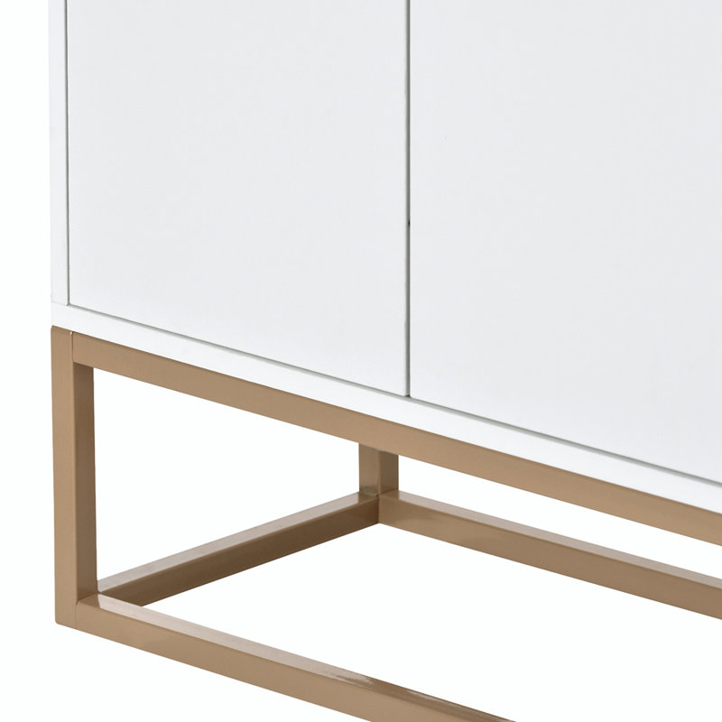 Joshveer Modern Sideboard Elegant Buffet Cabinet with Large Storage Space for Dining Room, Entryway, White/Gold