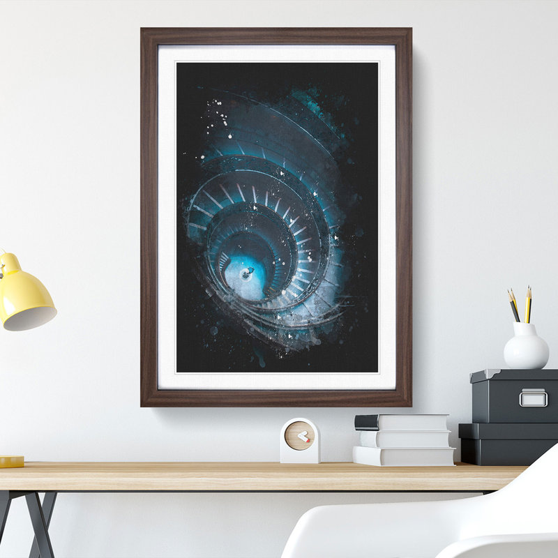 Spiral Staircase in Rome - Framed Print, 33cm H x 24cm W x 2cm D, Walnut Framed
