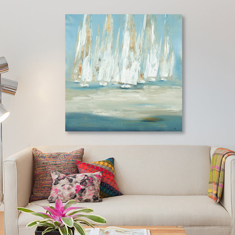 « regatta », reproduction sur toile, H 48 po x l 48 po x P 1,5 po, Pas de tapis, Toile tendue