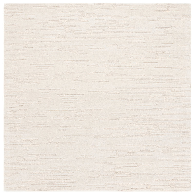 Marqueeta Hand Tufted Wool/Pet/Cotton Abstract Rug in Ivory, Square 6"