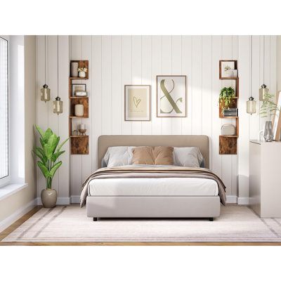 Tablette de coin murale, ensemble de 2 tablettes de coin flottantes pour le mur, bibliothèque de coin à 4 niveaux Tablette flottante pour tablettes de coin murales pour salon, chambre, salle de bain, bureau, brun rustique