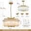 Lustre en or 24 po - bordure en cristal texturé 3D Grille, 6 lumières réglables pour les plafonds inclinés