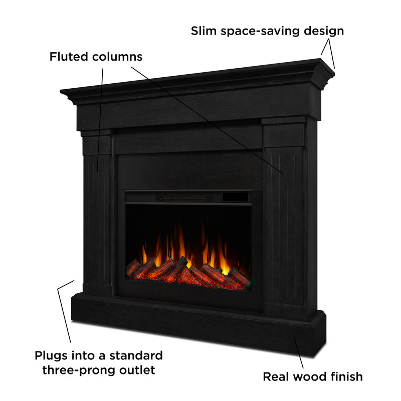 Crawford 47" Slim Electric Fireplace by Real Flame, Black