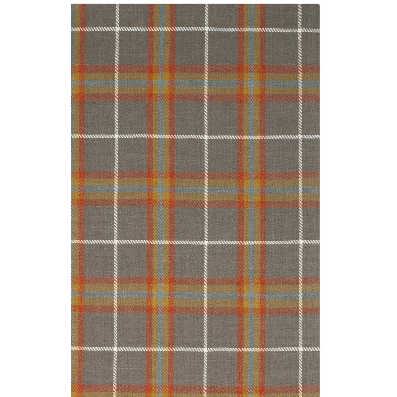 Tapis en viscose à carreaux en laine tissé à la main gris / orange Marotta, Tapis de couloir 2 pi 3 po x 8 pi