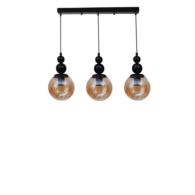 Lustre, Miel / noir, 3 niveaux, Trois lumières