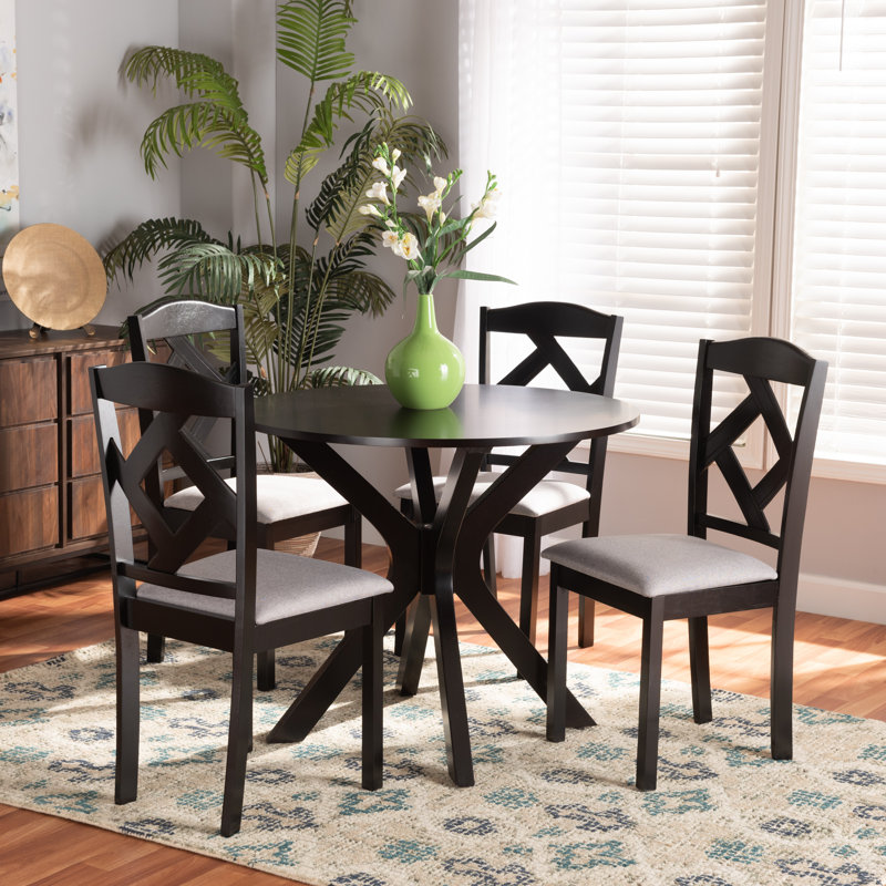 Ezariah Four Leg Dining Set, 29.9" H x 34.3" W x 34.3" D, 5
