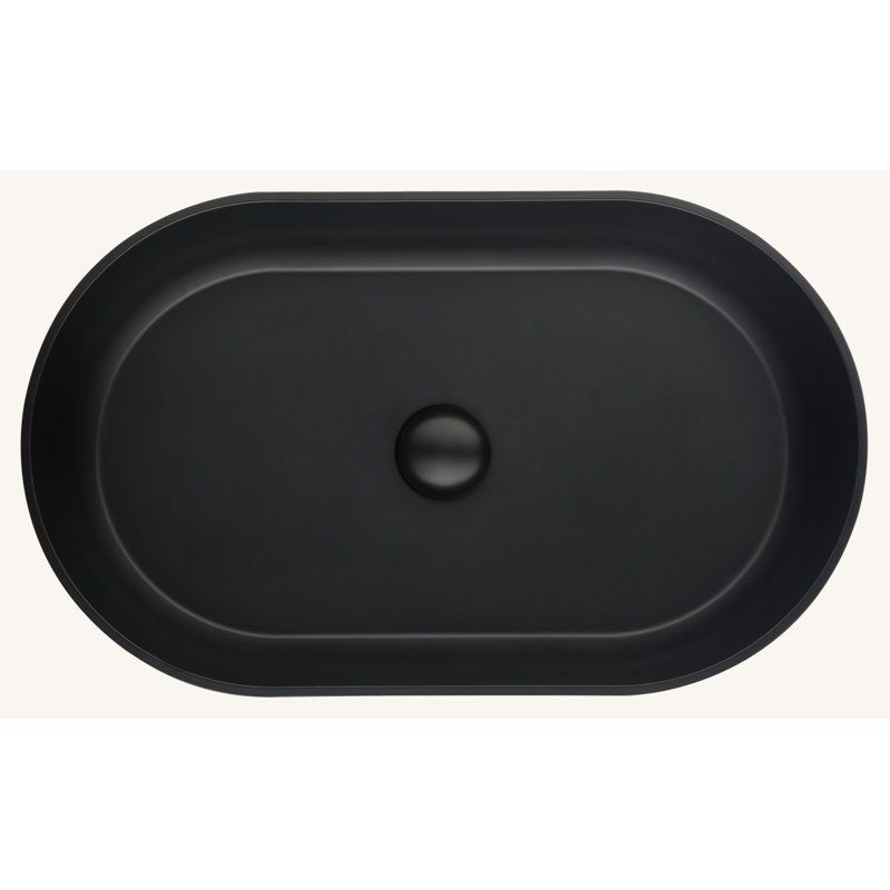 24“ Matte Shell Acrylic Rectangular Bathroom Vessel Sink, Above-Counter Mount, Non-Porous Hydrophobic Easy-Clean Basin