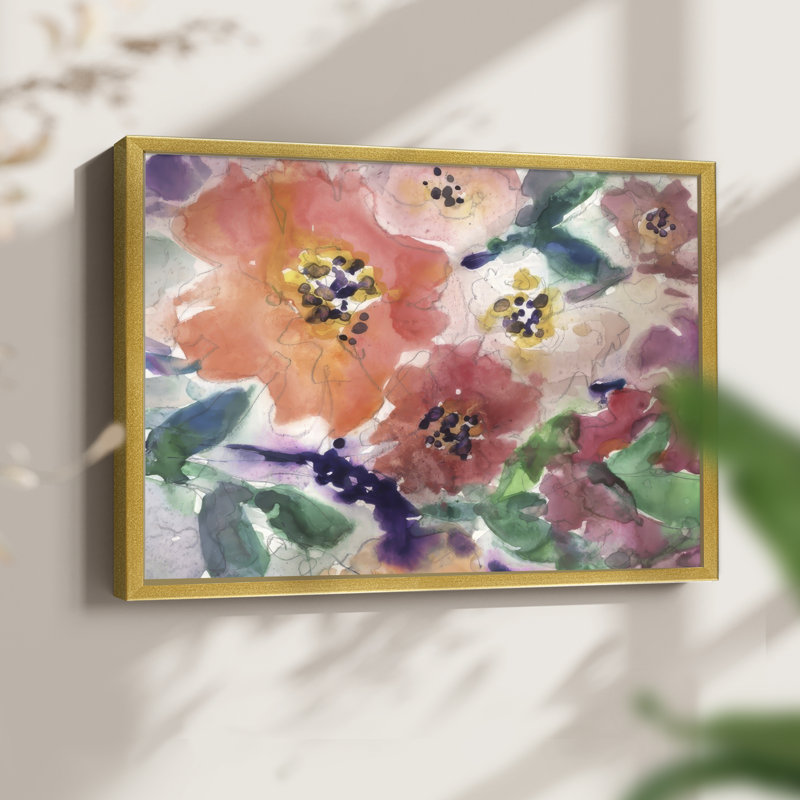 Motif floral glamour II - reproduction encadrée, H 16 po x l 20 po