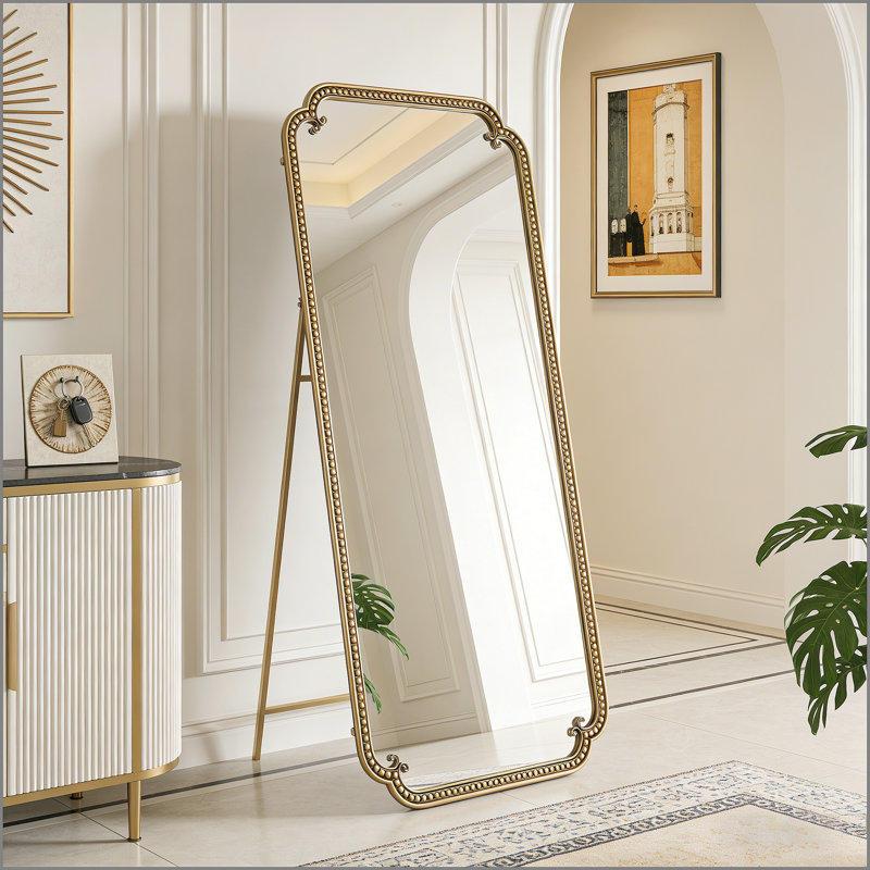 Full Length Mirror with Stand, 70.1"x31.9" Floor Standing Large Dressing Mirror Hanging or Leaning Against Wall for Bedroom Living Room, Antique Gold