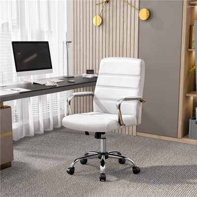 Mid-Back Executive Swivel Office Chair with Metal Frame and Arms