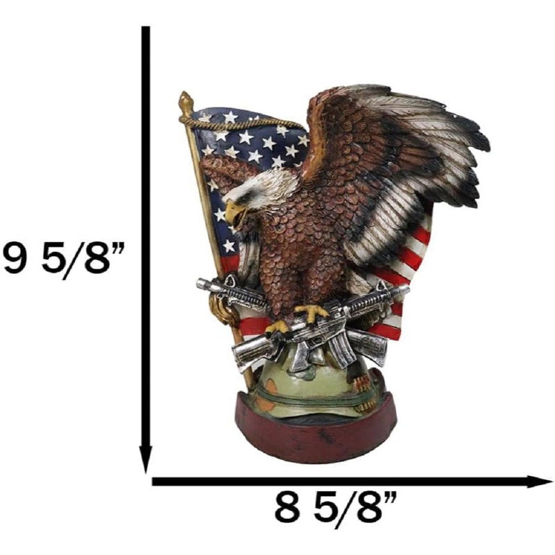 Figurine drapeau américain chauve avec fusils croisés
