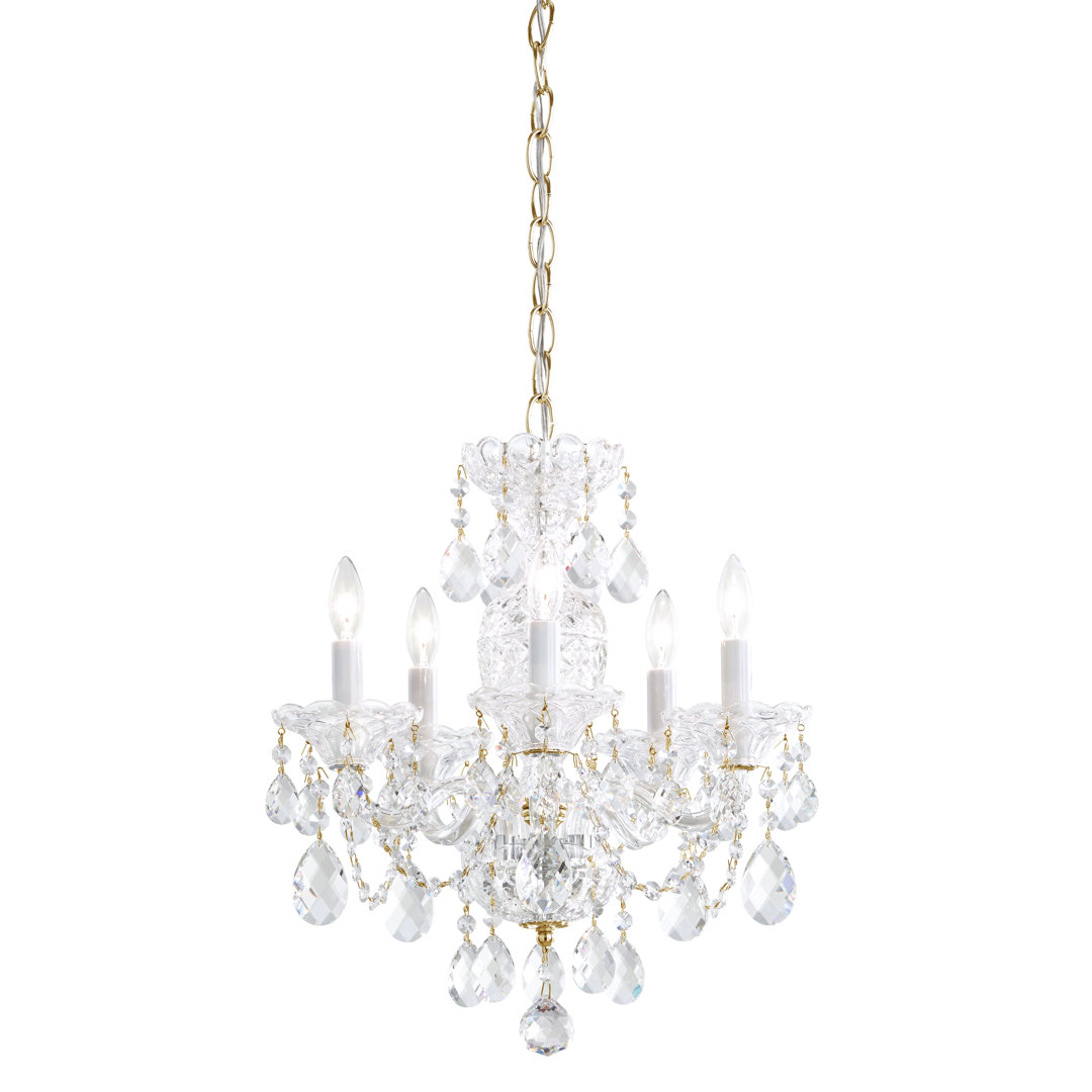 Sterling 5 - Light Candle Style Classic / Traditional Chandelier with Crystal Accents Schonbek Crystal 