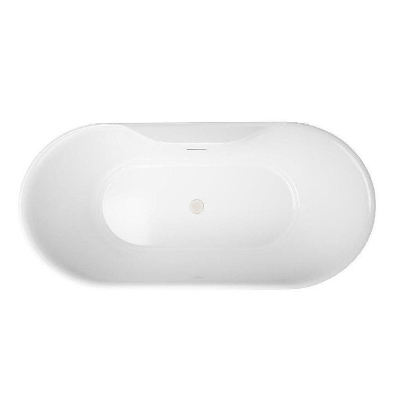Una 67'' x 31.5'' Soaking Acrylic Bathtub, White/Polished Nickel 
