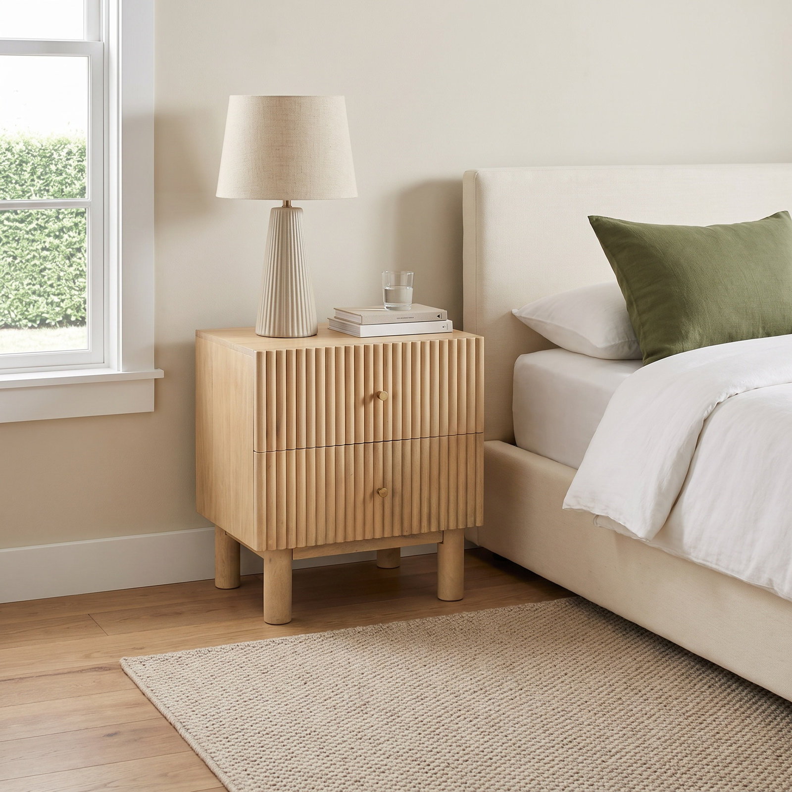 Mini Mango Nightstand, Bleached Oak