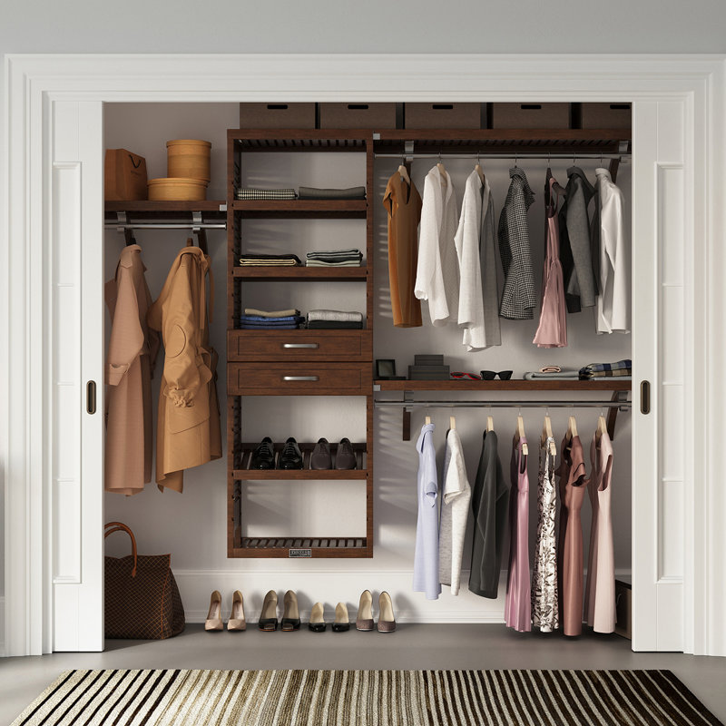 John Louis Home Solid Wood Reach-In Closet System with 2-Drawers Chestnut