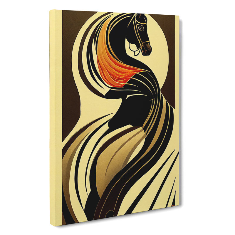 Art Deco Horse No.3 - Wrapped Canvas, 50cm H x 35cm W x 3cm D