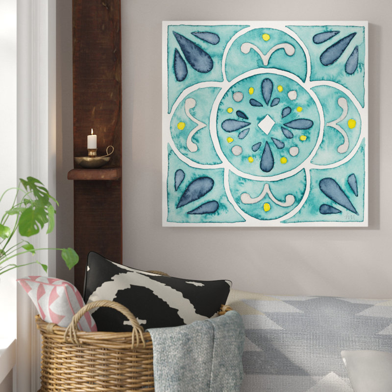 « jardin escapade tile vii », reproduction de peinture à l’aquarelle sur toile encadrée, H 27,5 po x l 27,5 po x P 2 po