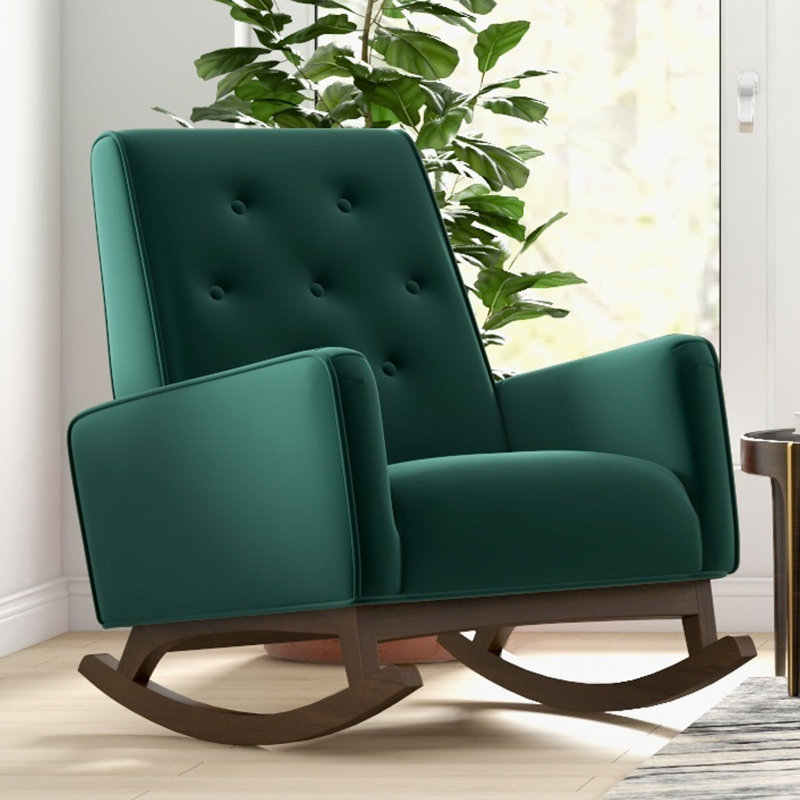 Chaise berçante élégante en tissu vert Demetrius, Vert