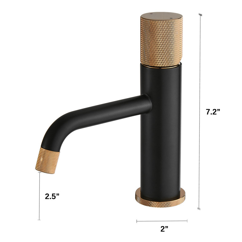 Single-Hole Bathroom Faucet, Blacl/Rose Gold