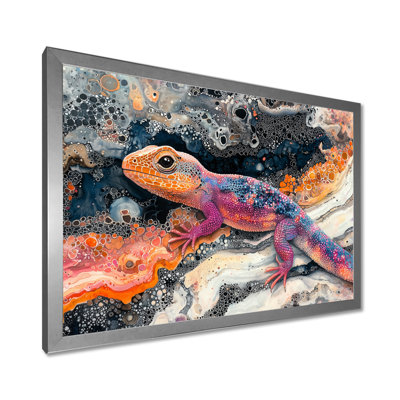 Colorful Lizard In The Lake Harmony II - Lizard Wall Art
