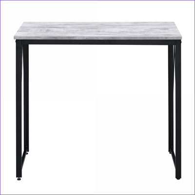 Bureaux rustique industriel blanc antique & amp; Bureau d'écriture noir avec base en métal 35,5 po | Bois et métal