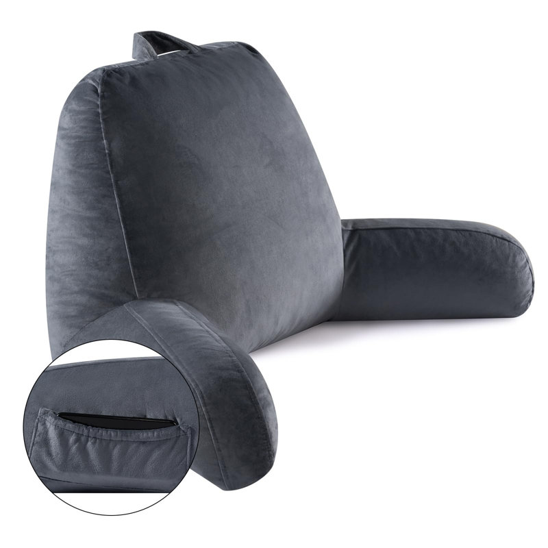Très grand coussin de lecture pour s'asseoir au lit, Gris