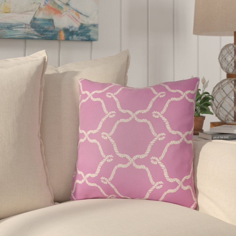 Litchfield Conway Indoor/Outdoor Geometric Throw Pillow, Tangerine/Ivory, 20" H x 20" W