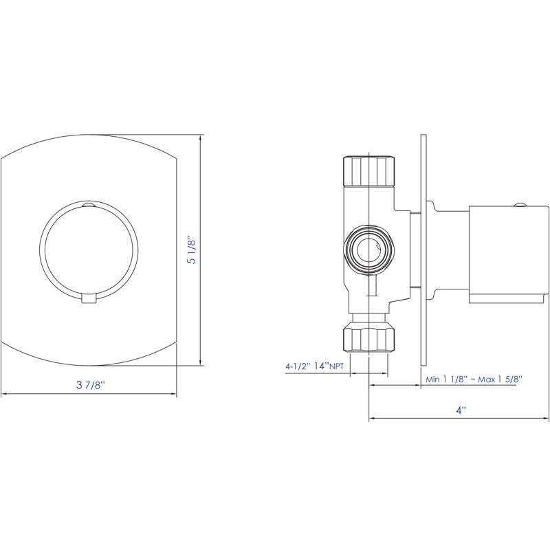 Inverseur de douche rond 3 voies, Nickel brossé