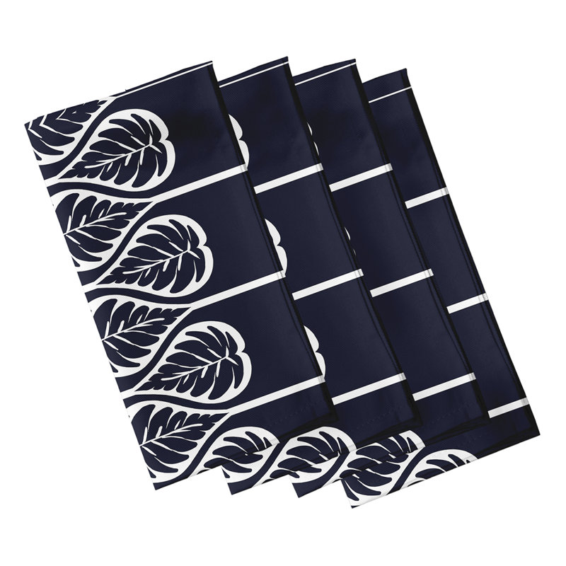 Chyane Polyester Floral Square Napkin, Navy