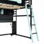 Lit mezzanine double en bois avec bureau, tablettes, lumières DEL, ports USB et panneau perforé-31428590