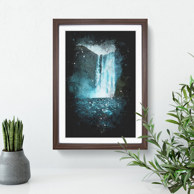 Waterfall Path in Iceland - Framed Print, Walnut Framed, 87cm H x 62cm W x 2cm D