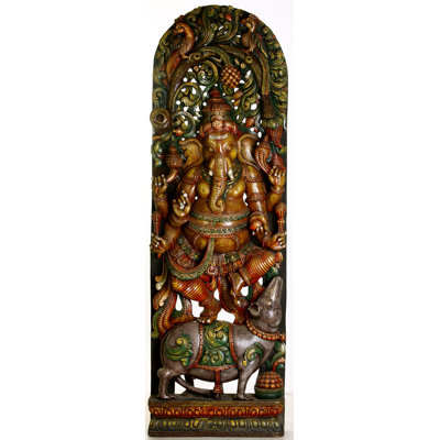Ganesha dansant avec auréole végétative - statue en laiton fabriquée à la main Nritya Ganapati pour autel du Temple et décoration intérieure