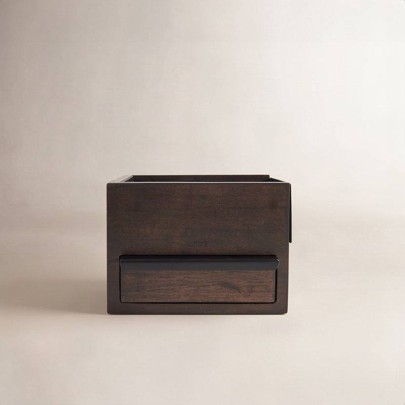 Umbra Stowit Jewelry Box - Modern Keepsake Storage Organizer, Black/Walnut, Black