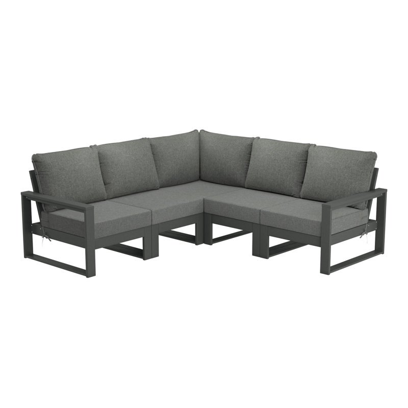 Patio 5-Piece Deep Seating Set With Frame, Gray, Gray