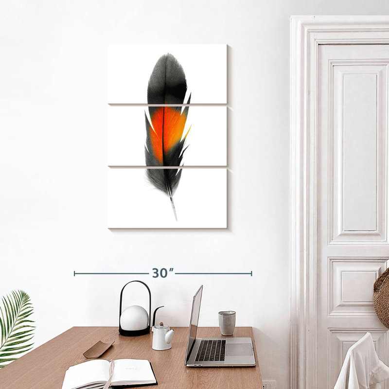 Kerner Black And Orange Feather, 32" H x 20" W