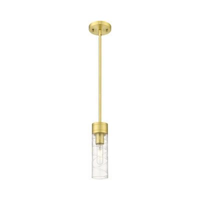 Ballston - Maliyah - Mini-luminaire suspendu 1 tige 3 po avec abat-jour H 8 po - Finition laiton brossé - Abat-jour tourbillon déco