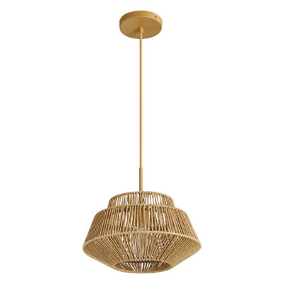 1&4 - Light  Dimmable Hand-Woven Rattan Boho Single Pendant Light
