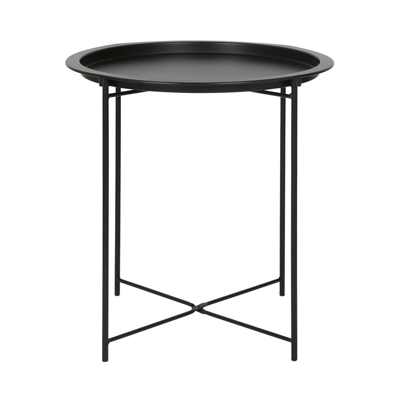 Harbour Housewares Round Steel Tray Table, Black