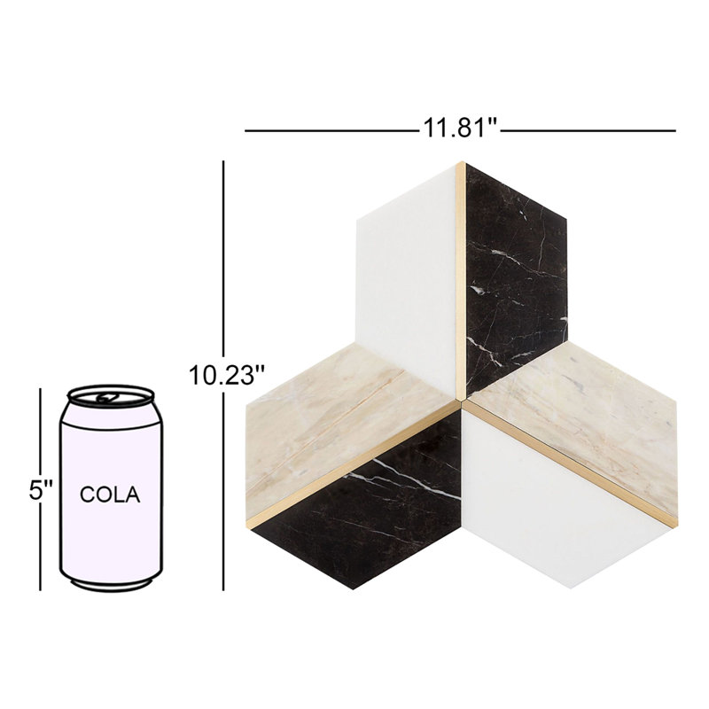 Timbira 10" x 12" Marble Mosaic Sheet Tile, Saint Laurent