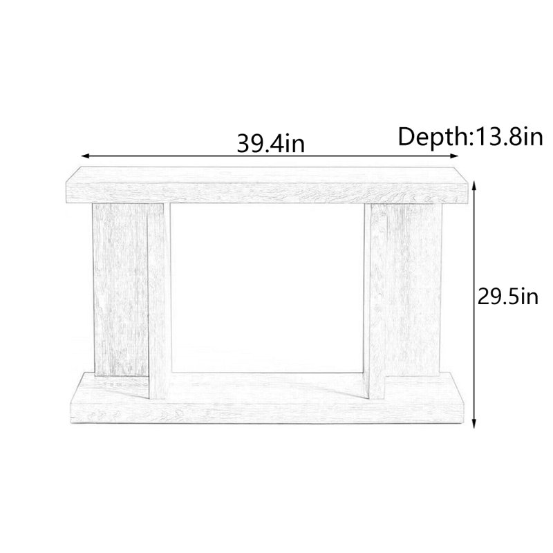 Table d'entrée en bois massif de style chinois, H 29,5 po x l 39,4 po x P 13,8 po