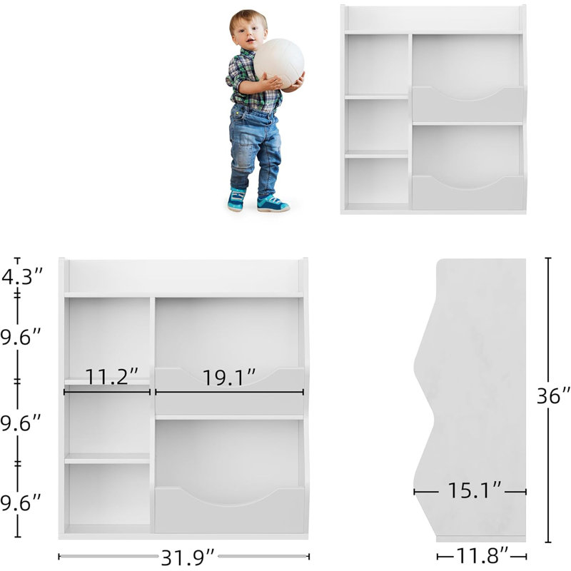 81.03cm H x 29.97cm W Book Display Bookcase, White