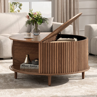 Mid Century Modern Round Coffee Table With Storage