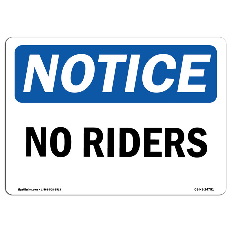 Avis de l'OSHA - panneau «No Riders»