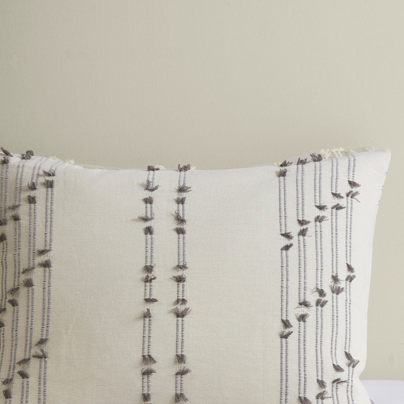 3 Piece Cotton Jacquard Comforter Set Ivory, Full/Double Comforter