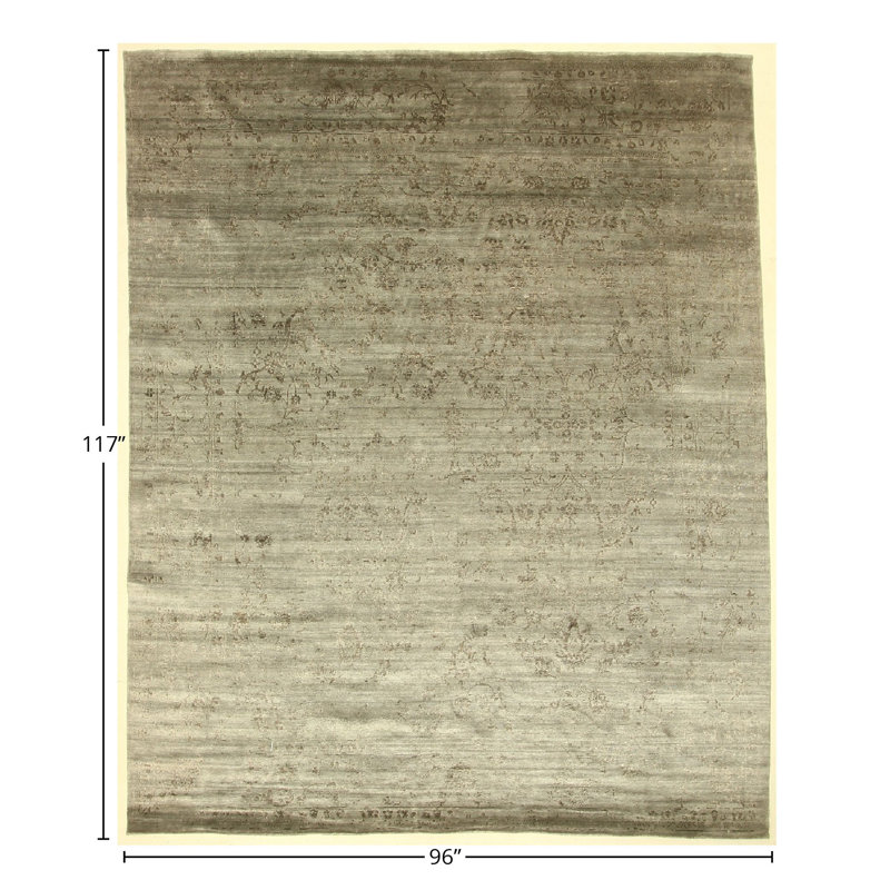 Handmade Cotton and Silk Abstract Area Rug