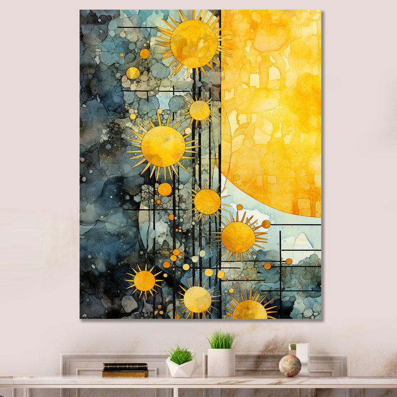 Panneaux solaires abstraits, collage de lumière du soleil III - Collages abstraits, art mural, Black Picture Framed