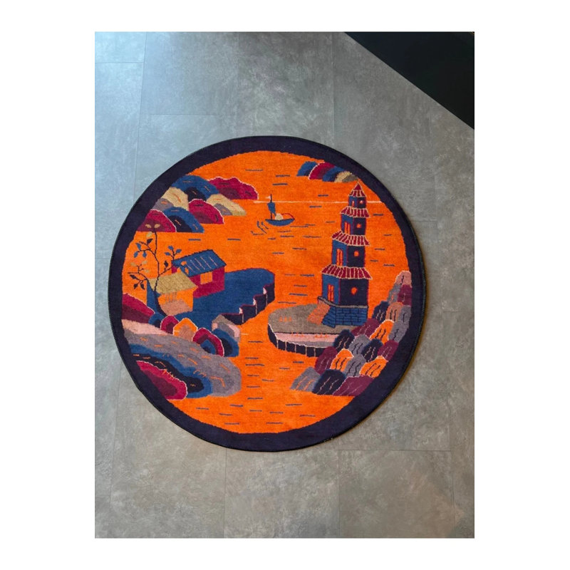 Nature Home Themed Woven Floor Carpet, Round 3'4"