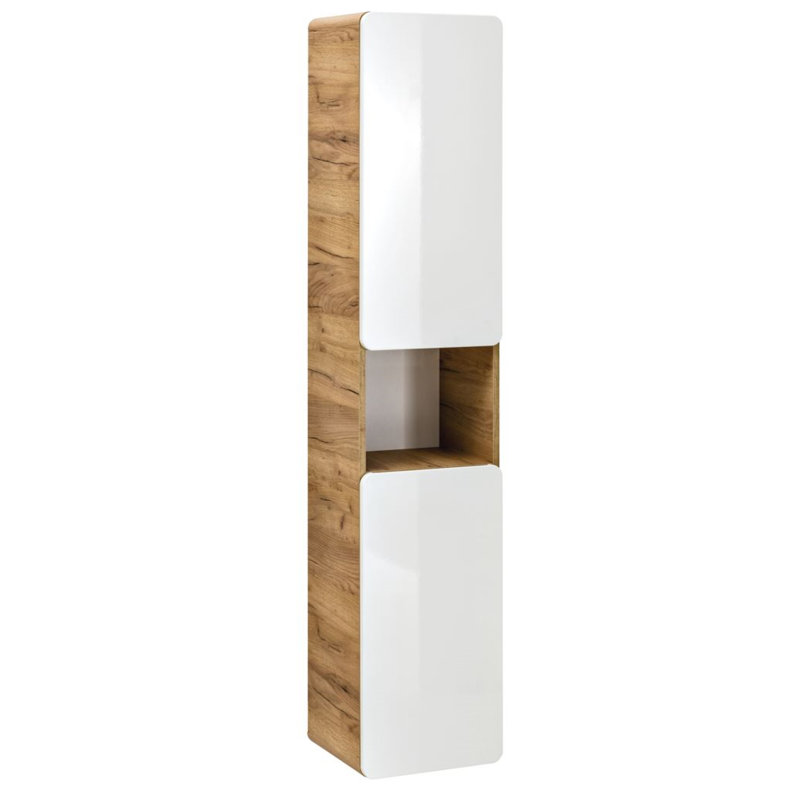 Harvard Linen Cabinet, Craft Oak/White Gloss